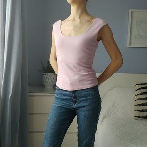 Pink Sleeveless Scoop Neck Top Sz S